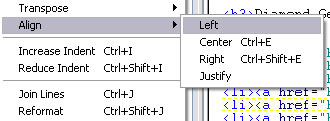 Aligning code left