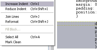 CSS styles indentation