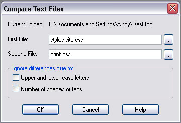 TextPad’s file comparison